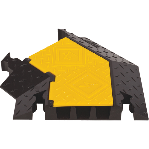 Protecteur de c&acirc;ble robuste &agrave; 3 canaux Yellow Jacket, virage &agrave; gauche Distribution Élite MP