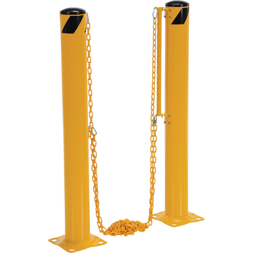 Dock Chain Barrier Bollard System, Steel, 42" H x 6-5/8" W, Yellow Distribution Élite MP