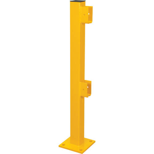 Poteau d'extr&eacute;mit&eacute; pour garde-corps l&eacute;gers, Acier, 42" h, Jaune s&eacute;curit&eacute; OSHA Distribution Élite MP