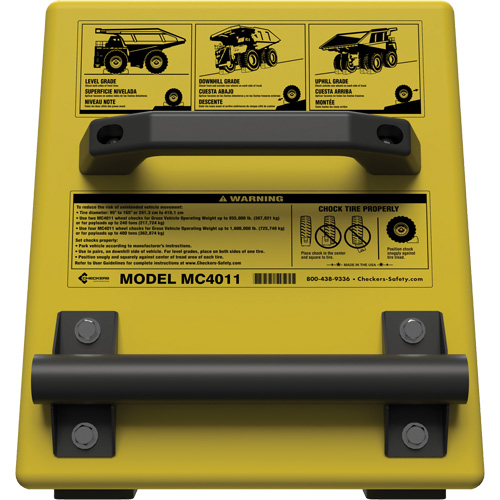 Cale de roue ultra-robuste pour l'exploitation mini&egrave;re Checkers Safety, PEHD, Jaune, 14-1/2" la x 17-1/2" p x 16" h Distribution Élite MP
