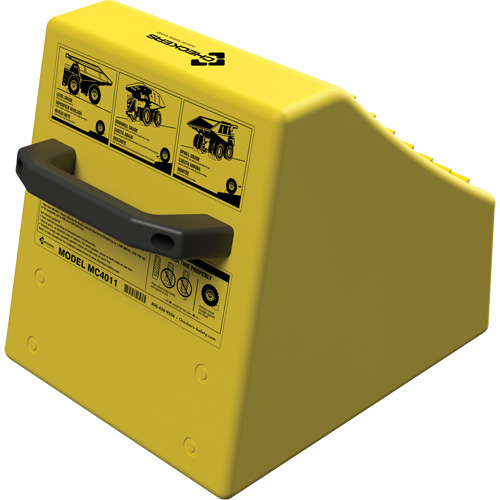 Cale de roue ultra-robuste pour l'exploitation mini&egrave;re Checkers Safety sans support, PEHD, Jaune, 14-1/2" la x 17-1/2" p x 16" h Distribution Élite MP