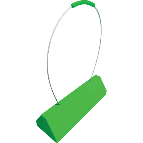 Checkers Safety SafeRay  Aircraft Wheel Chock with Ergonomic Cable Handle, Urethane, Fluorescent Green, 24" W x 8" D x 6" H Distribution Élite MP