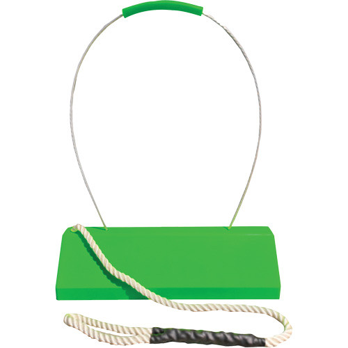 Cale de roue pour avion Checkers Safety SafeRay avec poign&eacute;e ergonomique &agrave; cordage en boucle, Ur&eacute;thane, Vert fluorescent, 24" la x 8" p x 6" h Distribution Élite MP