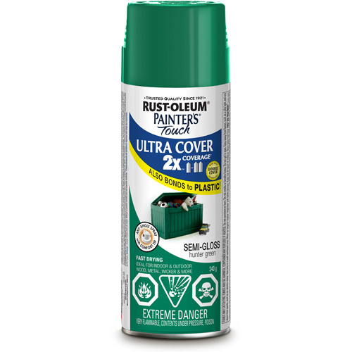 Peinture &agrave; pouvoir couvrant &eacute;lev&eacute; Painter's Touch, Vert chasseur, Semi-brillant, Canette a&eacute;rosol Distribution Élite MP