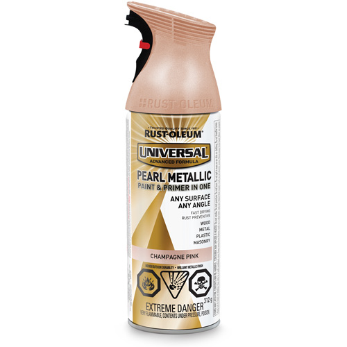 Universal&reg; Pearl Paint & Primer In One Spray Paint, Champagne Pink, Metallic, Aerosol Can Distribution Élite MP