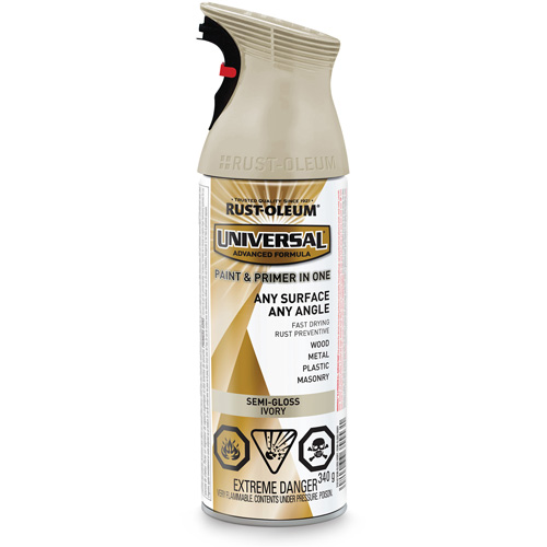 Universal&reg; Enamel Paint & Primer In One, Ivory White, Semi-Gloss, Aerosol Can Distribution Élite MP