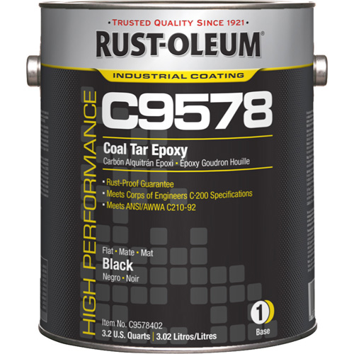 Composant de base pour rev&ecirc;tement &eacute;poxydique &agrave; base de goudron de houille et &agrave; haute teneur en solides du syst&egrave;me C9578, Noir, Gallon Distribution Élite MP