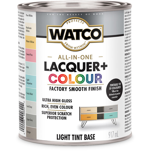 Composant de base clair pour finition laqu&eacute;e + couleur tout-en-un Watco, 946 ml, Base &agrave; ton clair, Tr&egrave;s brillant Distribution Élite MP