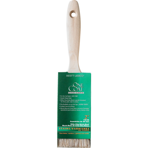 Pinceau pour murs et moulures One Coat, Soie blanche, Manche Bois, Largeur de 2" Distribution Élite MP
