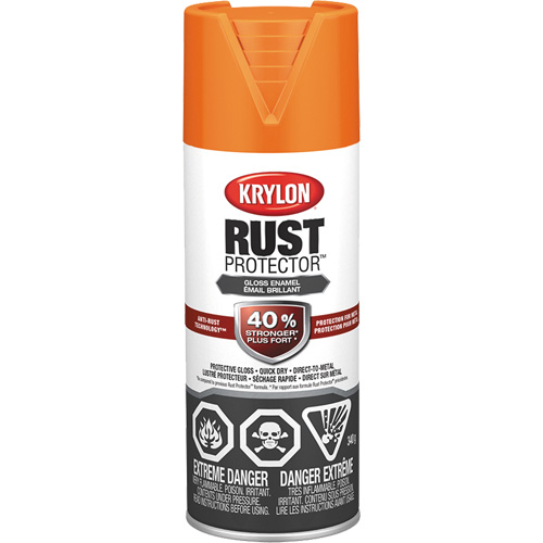 Rust Protector&reg; Enamel Paint, Orange, Gloss, 12 oz., Aerosol Can Distribution Élite MP