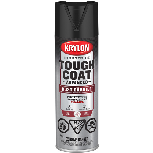 Tough Coat&reg; Advanced Paint with Rust Barrier Technology, Black, Semi-Gloss, 425 g, Aerosol Can Distribution Élite MP