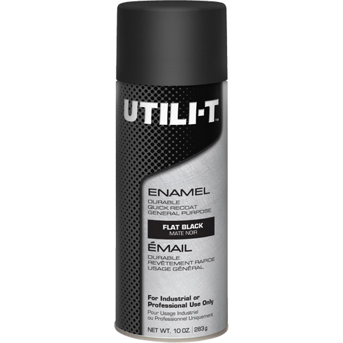 UTILI-T General Purpose Enamel Spray Paint, Black, Flat Finish, 10 oz./283 g, Aerosol Can Distribution Élite MP