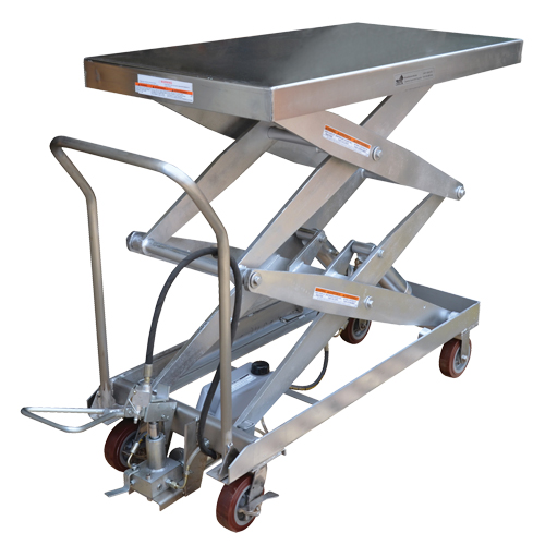 Pneumatic Hydraulic Scissor Lift Table, Stainless Steel, 47-1/4" L x 24" W, 1500 lbs. Cap. Distribution Élite MP