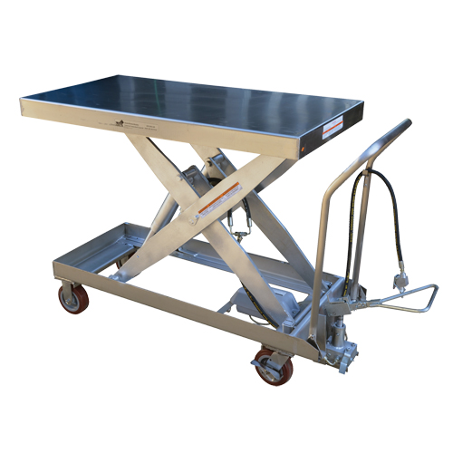 Pneumatic Hydraulic Scissor Lift Table, Stainless Steel, 47-1/2" L x 24" W, 2000 lbs. Cap. Distribution Élite MP