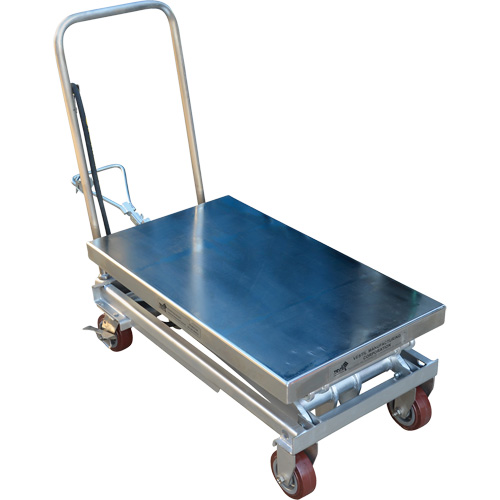 Pneumatic Hydraulic Scissor Lift Table, Stainless Steel, 35-1/2" L x 20" W, 800 lbs. Cap. Distribution Élite MP
