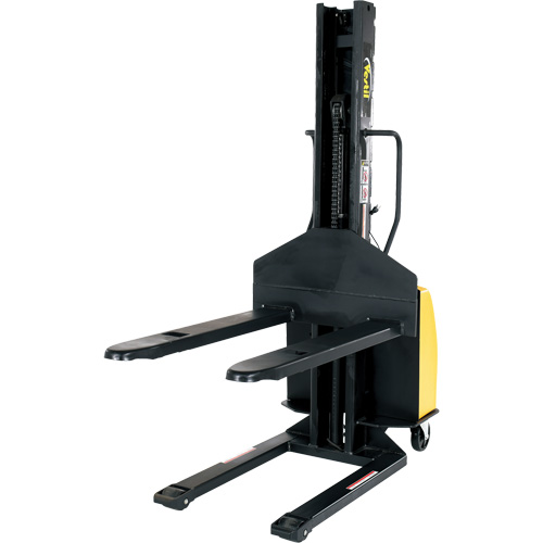 Narrow Mast Powered Lift Stacker, Electric Operated, 1500 lbs. Capacity, 63" Max Lift Distribution Élite MP
