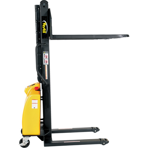 Narrow Mast Powered Lift Stacker, Electric Operated, 1500 lbs. Capacity, 63" Max Lift Distribution Élite MP