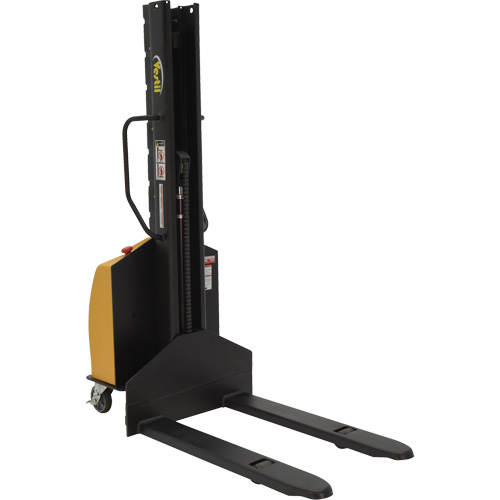 Narrow Mast Powered Lift Stacker, Electric Operated, 1000 lbs. Capacity, 63" Max Lift Distribution Élite MP