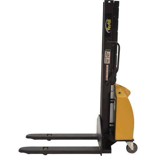 Narrow Mast Powered Lift Stacker, Electric Operated, 1000 lbs. Capacity, 63" Max Lift Distribution Élite MP