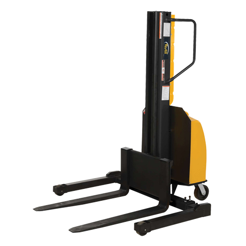 Narrow Mast Powered Lift Stacker, Electric Operated, 1500 lbs. Capacity, 98" Max Lift Distribution Élite MP