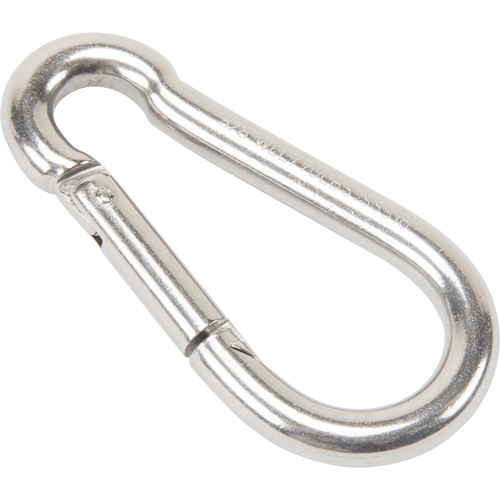 Mousqueton en acier inoxydable, 770 lb (0,385 tonne) Charge d'utilisation max., 3/8" Taille, 5/8" Oeil Distribution Élite MP