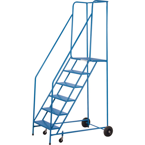 CSA-Certified Rolling Step Ladder, 6 Steps, 22" Step Width, 55" Platform Height, Steel Distribution Élite MP