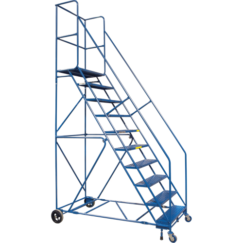 CSA-Certified Rolling Step Ladder with Locking Step, 10 Steps, 30" Step Width, 89" Platform Height, Steel Distribution Élite MP