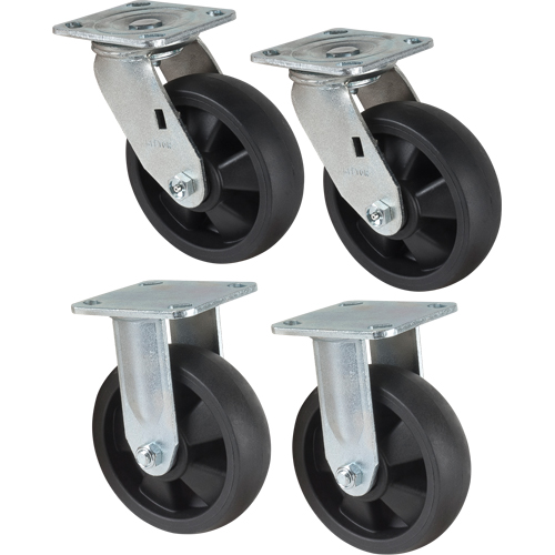 Caster Set, Rigid/Swivel, 6" (152.4 mm), Nylon, 2400 lbs. (1089 kg.) Distribution Élite MP