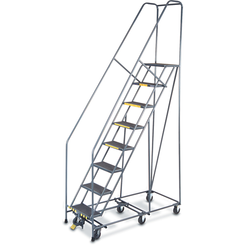 &eacute;chelles Pivotantes A/Roulettes Au Centre, 8 marches, Largeur de la marche 16", Hauteur de la plateforme 80", Acier Distribution Élite MP