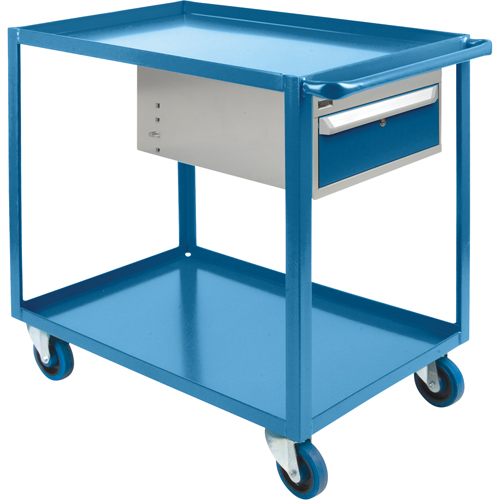 Heavy Duty Shelf Cart with Drawer, 1200 lbs. Capacity, Steel, 24" x W, 36" x H, 48" D, Rubber Wheels, All-Welded, 1 Drawers Distribution Élite MP