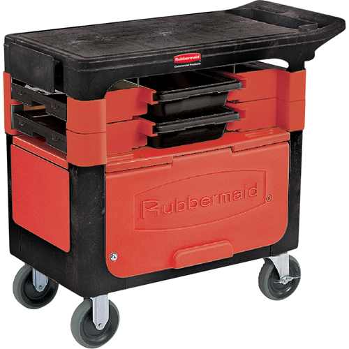 Trades Carts With Lockable Cabinet, 2 Drawers, 38" L x 19-1/4" W x 33-3/8" H, Black Distribution Élite MP
