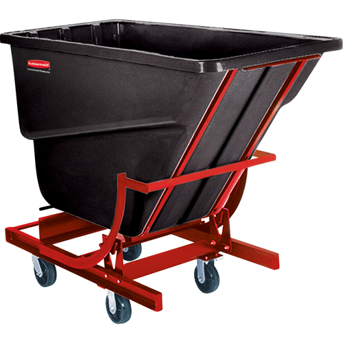 Self-Dumping Hopper, Plastic/Polyethylene, 1 cu.yd., Black Distribution Élite MP