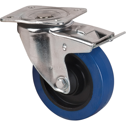 Blue Caster, Swivel with Brake, 5" (127 mm), Rubber, 400 lbs. (181 kg.) Distribution Élite MP