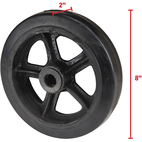 Mold-On Rubber Wheel, 8" (203 mm) Dia. x 2" (51 mm) W, 400 lbs. (181 kg.) Capacity Distribution Élite MP