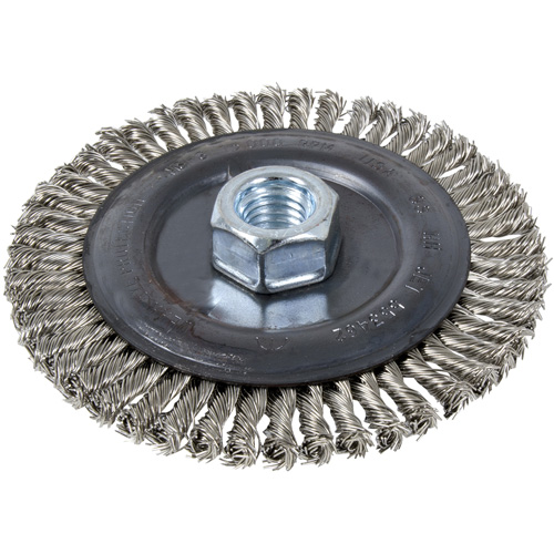 Brosse pour cordon de soudure, Dia. 5", Fils 0,022", Arbre 5/8"-11, Acier inoxydable Distribution Élite MP