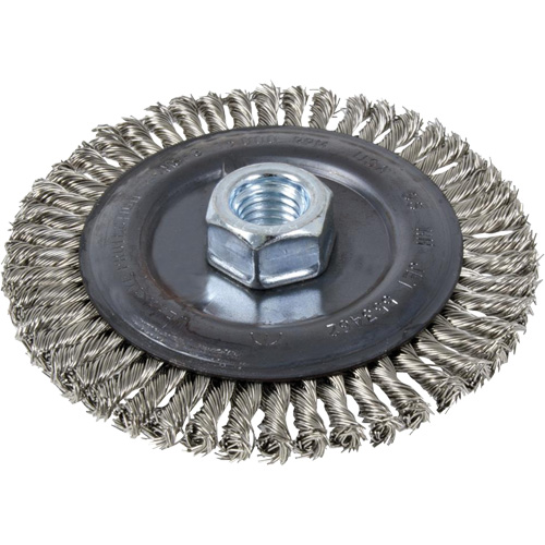 Brosse pour cordon de soudure, Dia. 4", Fils 0,022", Arbre 5/8"-11, Acier inoxydable Distribution Élite MP