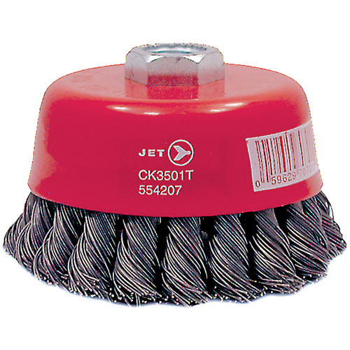 Brosse boisseau &agrave; fils nou&eacute;s torsad&eacute;s haute performance CK3501T, Dia. 3-1/2", Fils 0,02", Arbre 5/8"-11, Acier Distribution Élite MP