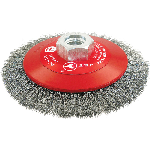 Brosse conique biseaut&eacute;e &agrave; fils sertis, haute performance, Dia. 4-1/2", Fils 0,014", Arbre 5/8"-11, Acier Distribution Élite MP