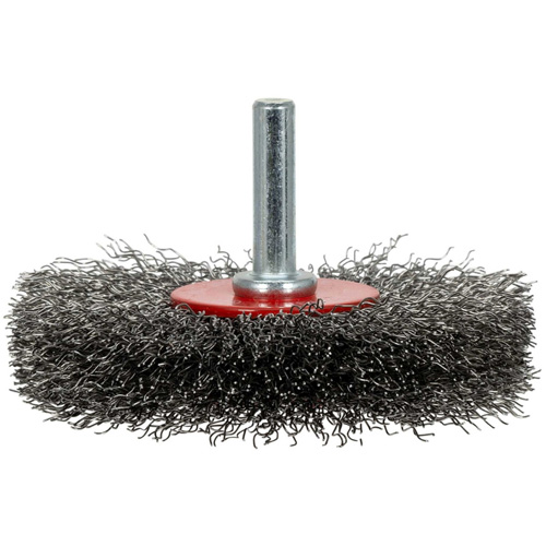 Brosse radiale &agrave; fils cr&ecirc;p&eacute;s mont&eacute; sur mandrin ER300-12, 3", Fils ,012" Distribution Élite MP