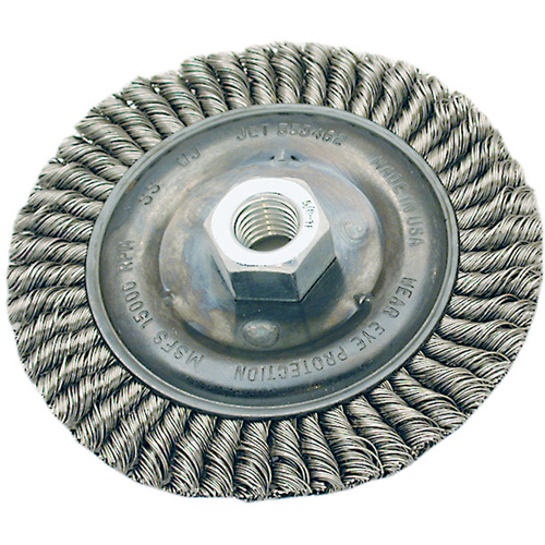 Brosse pour cordon de soudure, Dia. 4", Fils 0,022", Arbre 5/8"-11, Acier Distribution Élite MP