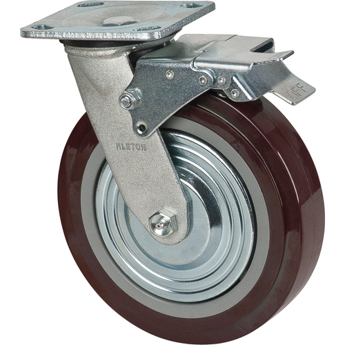 Caster, Swivel with Brake, 8" (203.2 mm), Polyurethane, 1000 lbs. (453.6 kg.) Distribution Élite MP