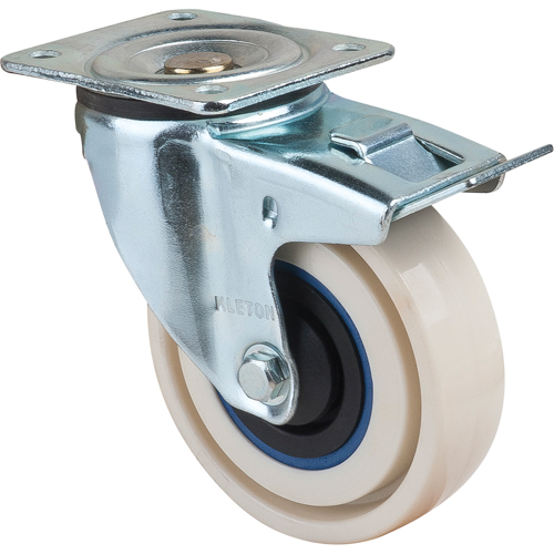 Roulettes sandwich, Pivotant avec frein, 4" (101,6 mm), Nylon, 440 lb (199,58 kg) Distribution Élite MP