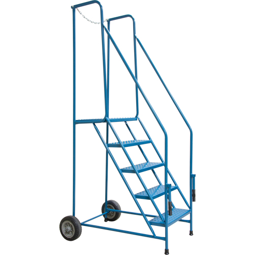 Escabeau roulant avec rails pour acc&egrave;s &agrave; une remorque, 4 marches, Largeur de la marche 22", Hauteur de la plateforme 37", Acier Distribution Élite MP