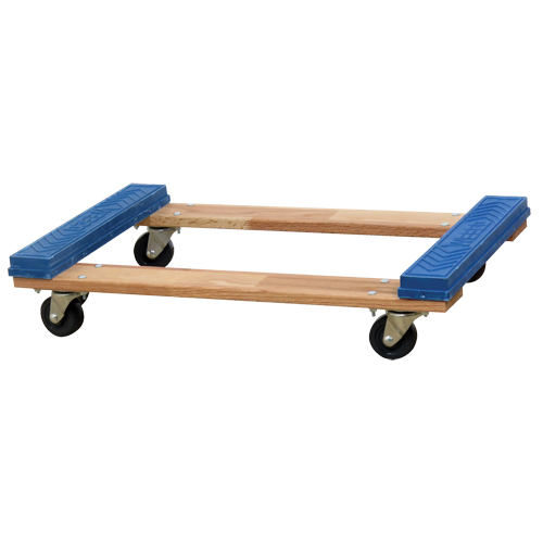 Open Deck Rubber Ends Dolly, Wood Frame, 18" W x 30" D x 6" H, 900 lbs. Capacity Distribution Élite MP