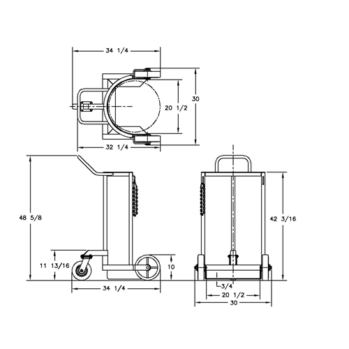 Grand chariot LCC pour bouteille de gaz liquide, Roues Polyur&eacute;thane, Base de 20" la x 20" p, 1000 lb Distribution Élite MP