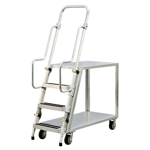 Aluminum Stock Picking Ladder Cart, Aluminum, 22" W x 51-1/2" D, 2 Shelves, 800 lbs. Capacity Distribution Élite MP