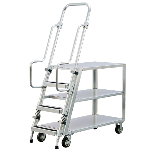 Chariot de pr&eacute;paration en aluminium avec &eacute;chelle, Aluminium, 22" la x 51-1/2" p, 3 tablettes, Capacit&eacute; 800 lb Distribution Élite MP