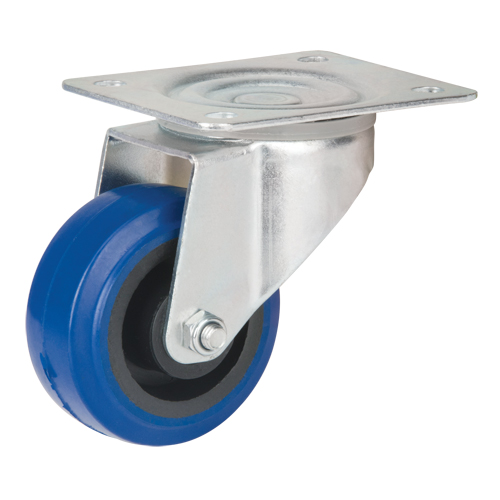 Blue Caster, Swivel, 3" (76 mm), Rubber, 285 lbs. (129 kg.) Distribution Élite MP