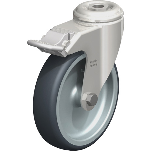 Roulette en &eacute;lastom&egrave;re thermoplastique acier inoxydable, Pivotant avec frein, Diam&egrave;tre 5" (127 mm), Capacit&eacute; 265 lb (120 kg) Distribution Élite MP