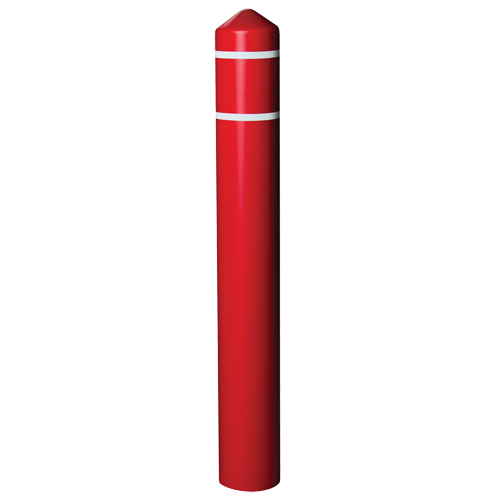 Smooth Bollard Cover With Reflective Stripes, 4" Dia. x 56" L, Red Distribution Élite MP